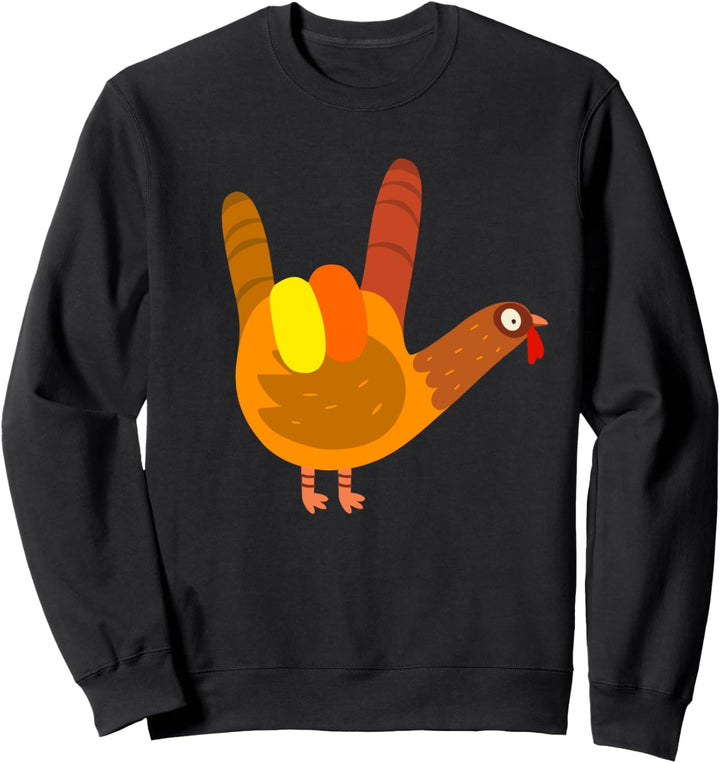 ASL Thanksgiving I Love You American Sign Language Turkey Sweatshirt