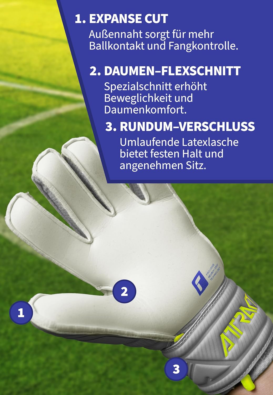 Reusch Jungen Attrakt Finger Support Junior Unisex Torwarthandschuhe mit Aussennaht Schnitt und Grip