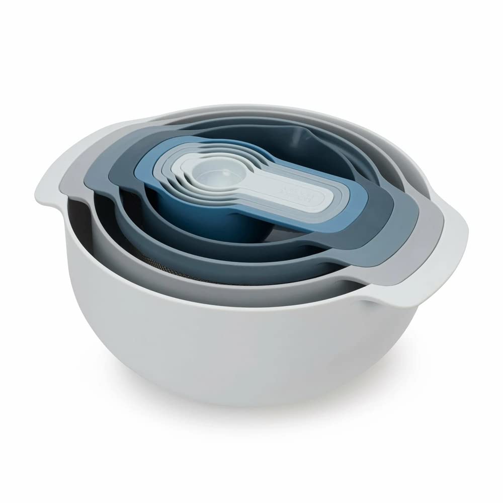 Joseph Joseph Nest 9 Plus 9-Pièces, set emboîtable avec bol de mélange grand et petit, passoire, tam
