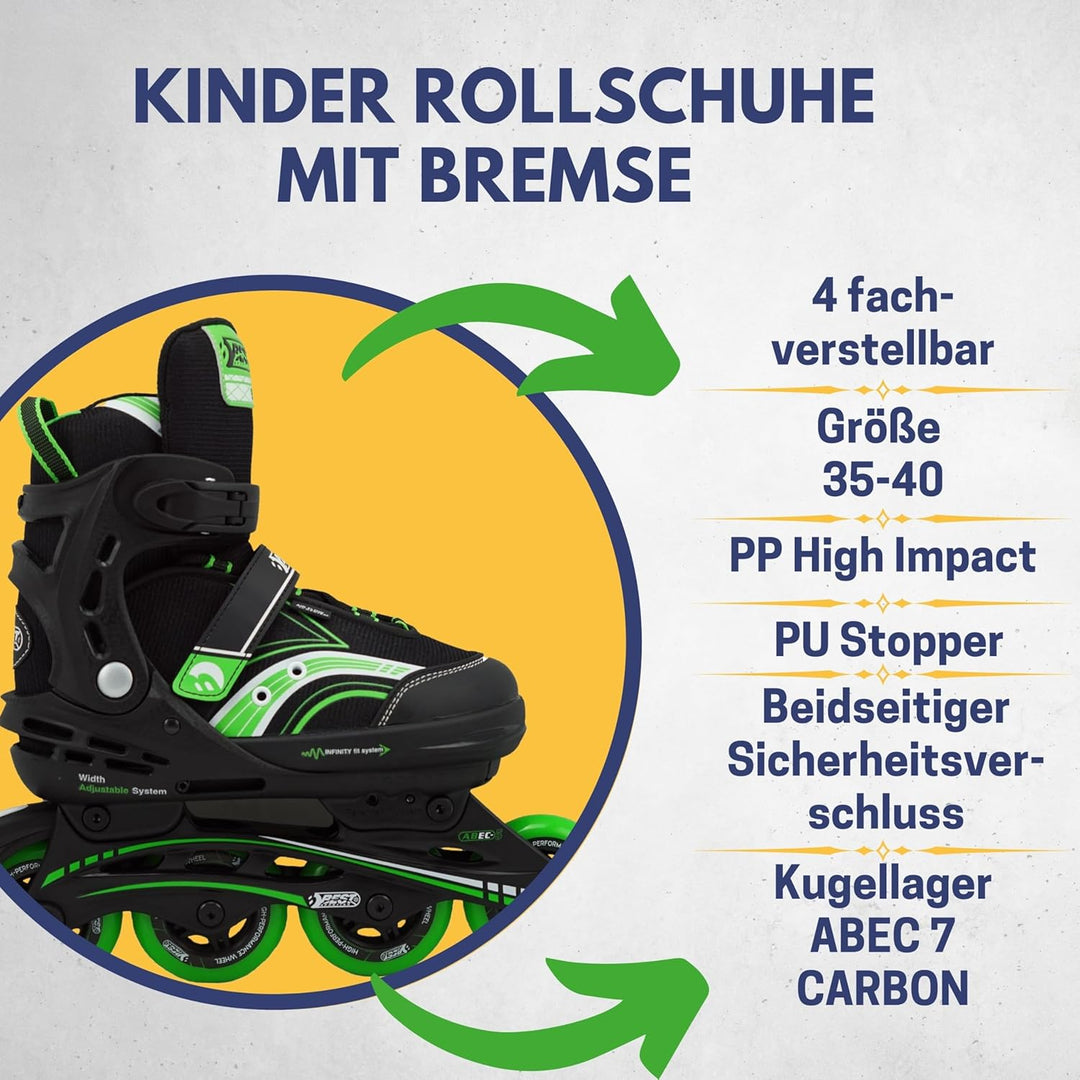 Best Sporting Inline Skates Kinder & Erwachsene I Rollschuhe grössenverstellbar I robuste Inliner mi