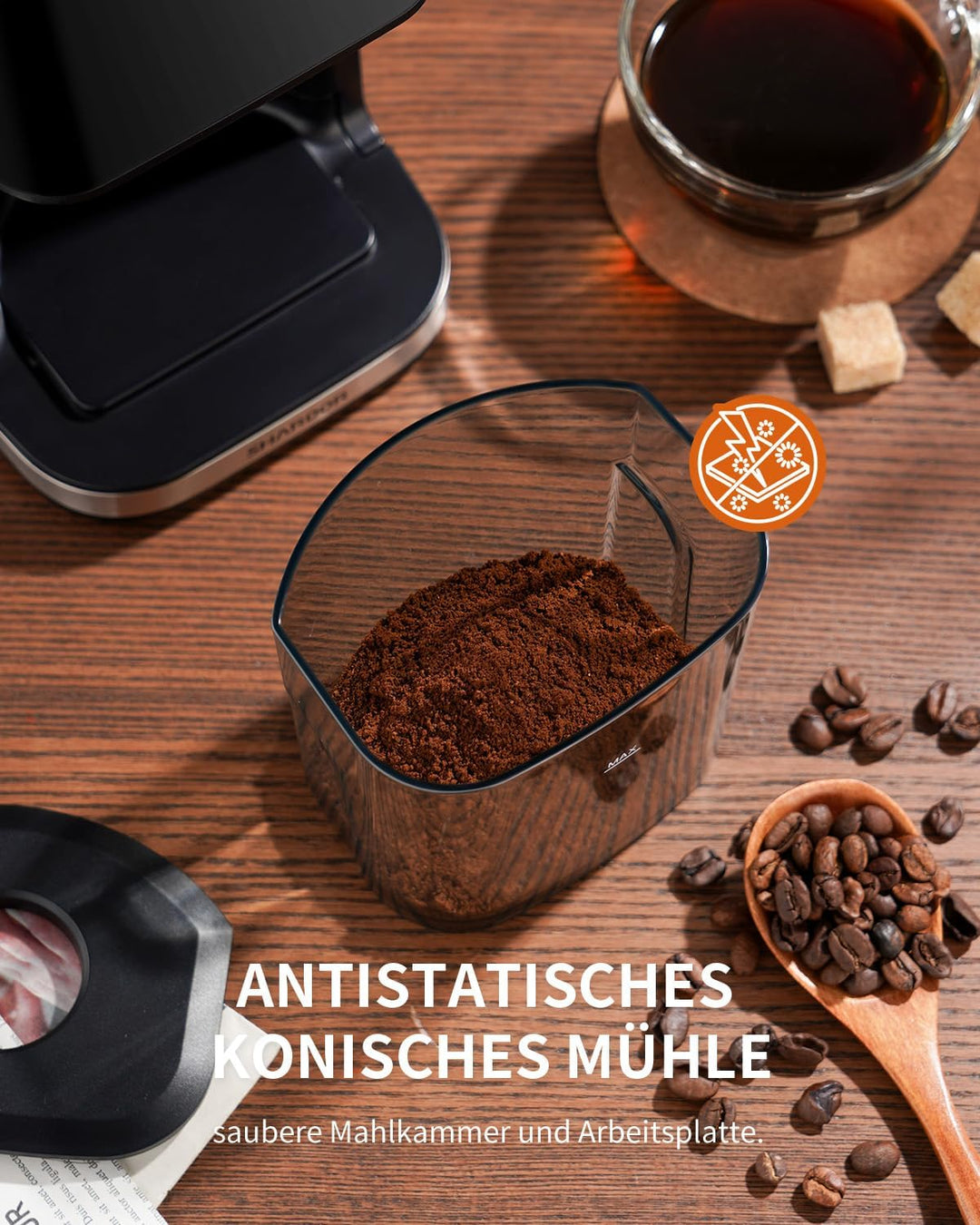 SHARDOR KaffeemüHle Elektrisch, 51 Stufen GleichmässIger, Feiner Mahlgrad Einstellbar KaffeemüHle Mi