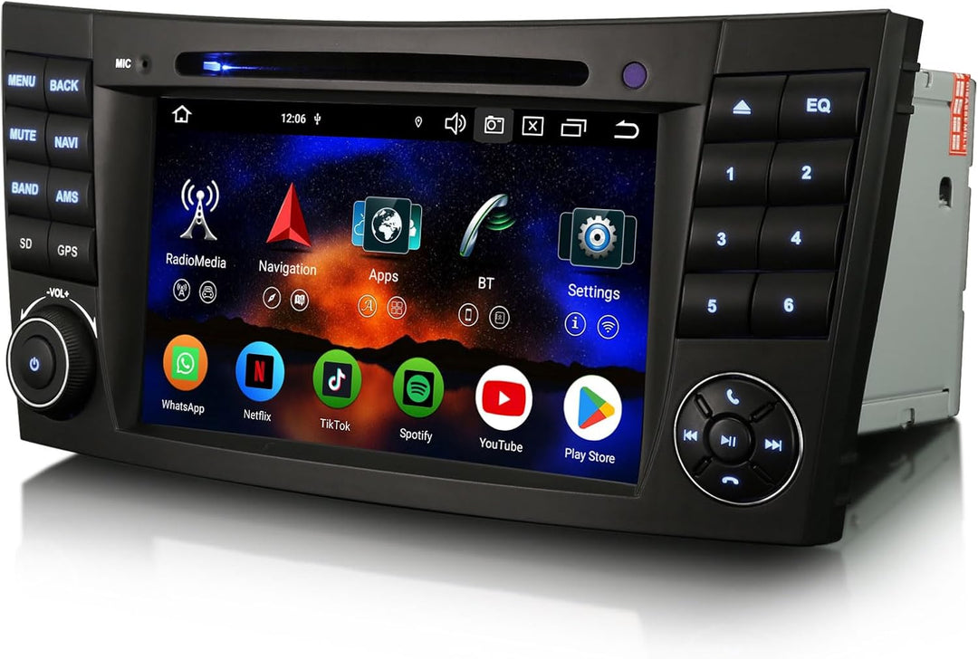 Erisin 7 Zoll 8-Kern 4GB+64GB Android 14 Autoradio GPS Navigation Für Mercedes Benz E Klasse W211 CL