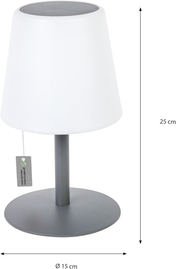 greemotion LED-Solar-Tischleuchte Outdoor, grau, Akku Tischlampe dimmbar