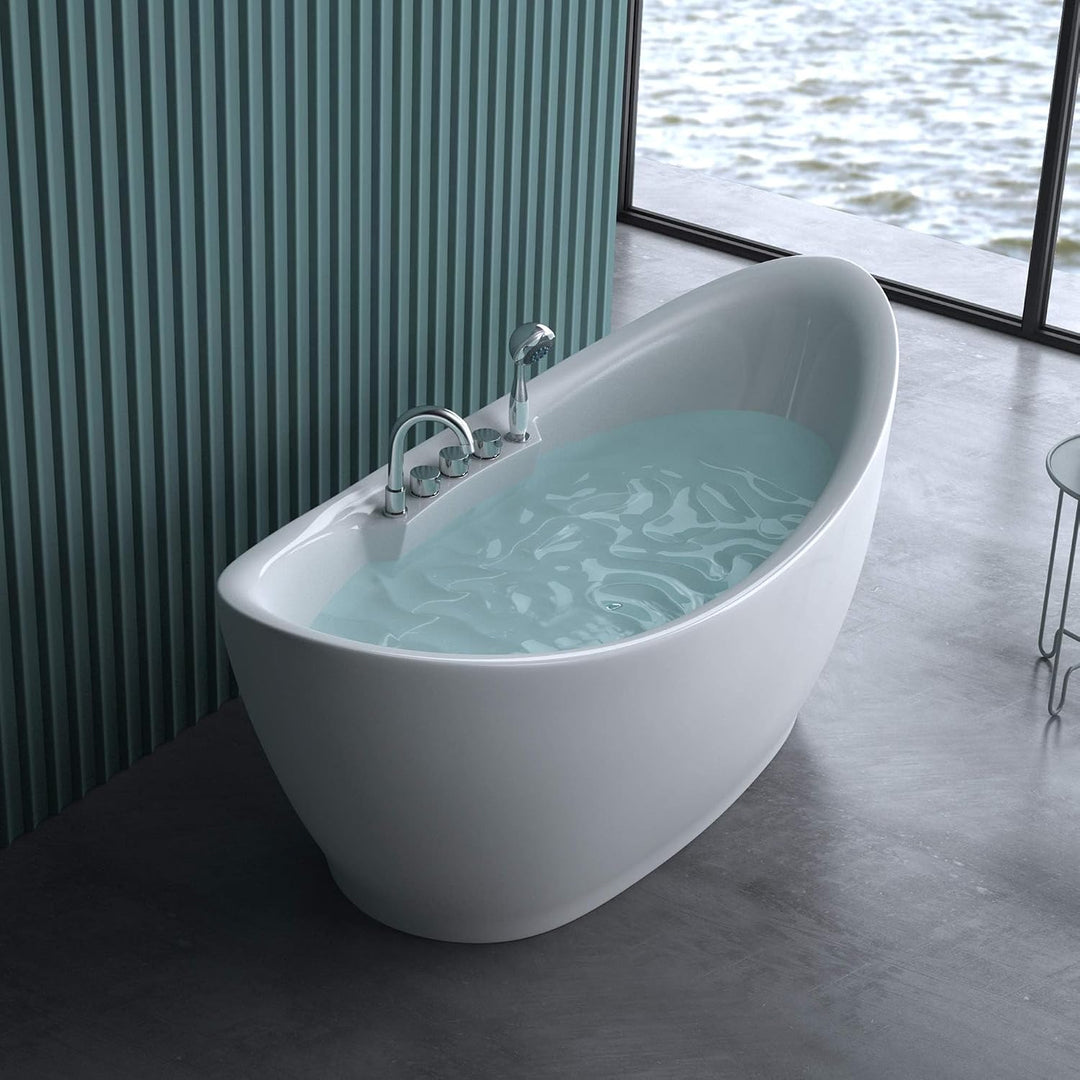 doporro Freistehende Design-Badewanne 180x80x80cm Acryl mit Armatur | Badewanne komplett mit Ablaufg