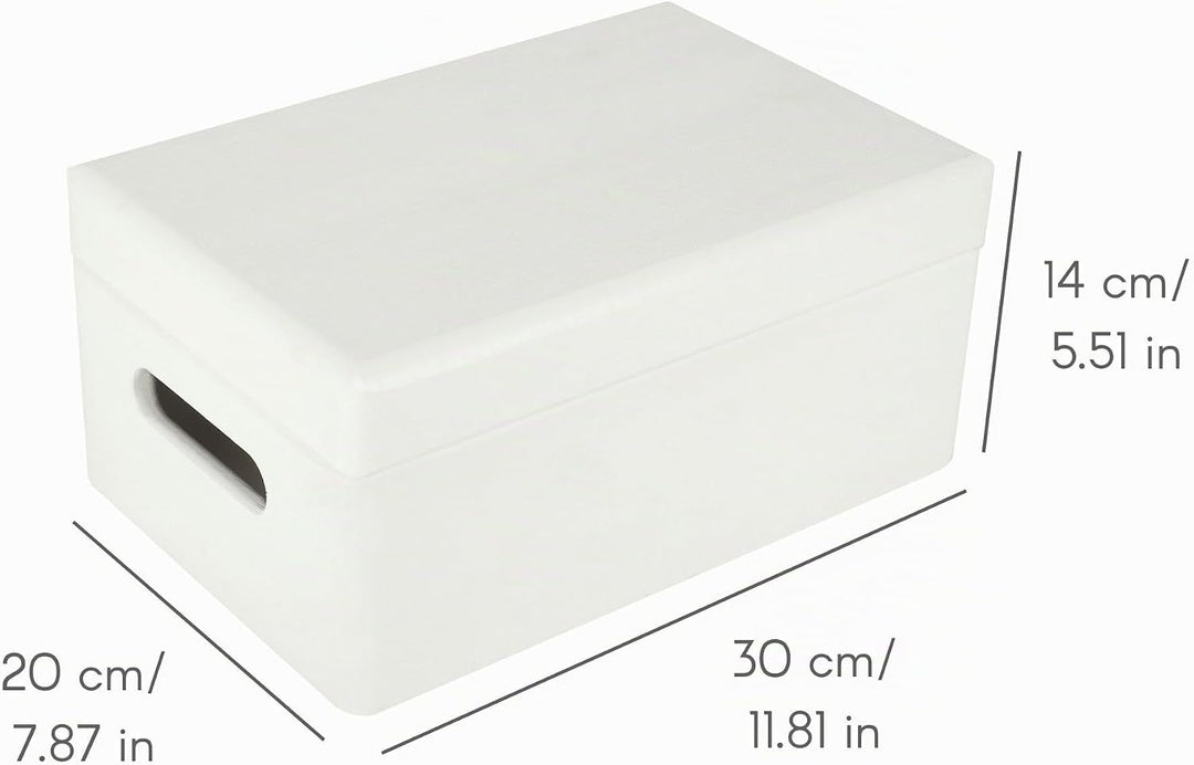 Creative Deco Weisse Holzkiste mit Deckel | 30 x 20 x 14 cm (+/- 1 cm) | Erinnerungsbox Baby Gross K
