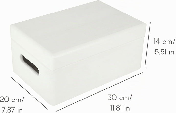 Creative Deco Weisse Holzkiste mit Deckel | 30 x 20 x 14 cm (+/- 1 cm) | Erinnerungsbox Baby Gross K