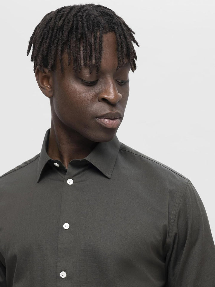 SELETED HOMME Herren Slhslimethan Shirt Ls Classic Noos Hemd S Forest Night/Detail:w. Black, S Fores