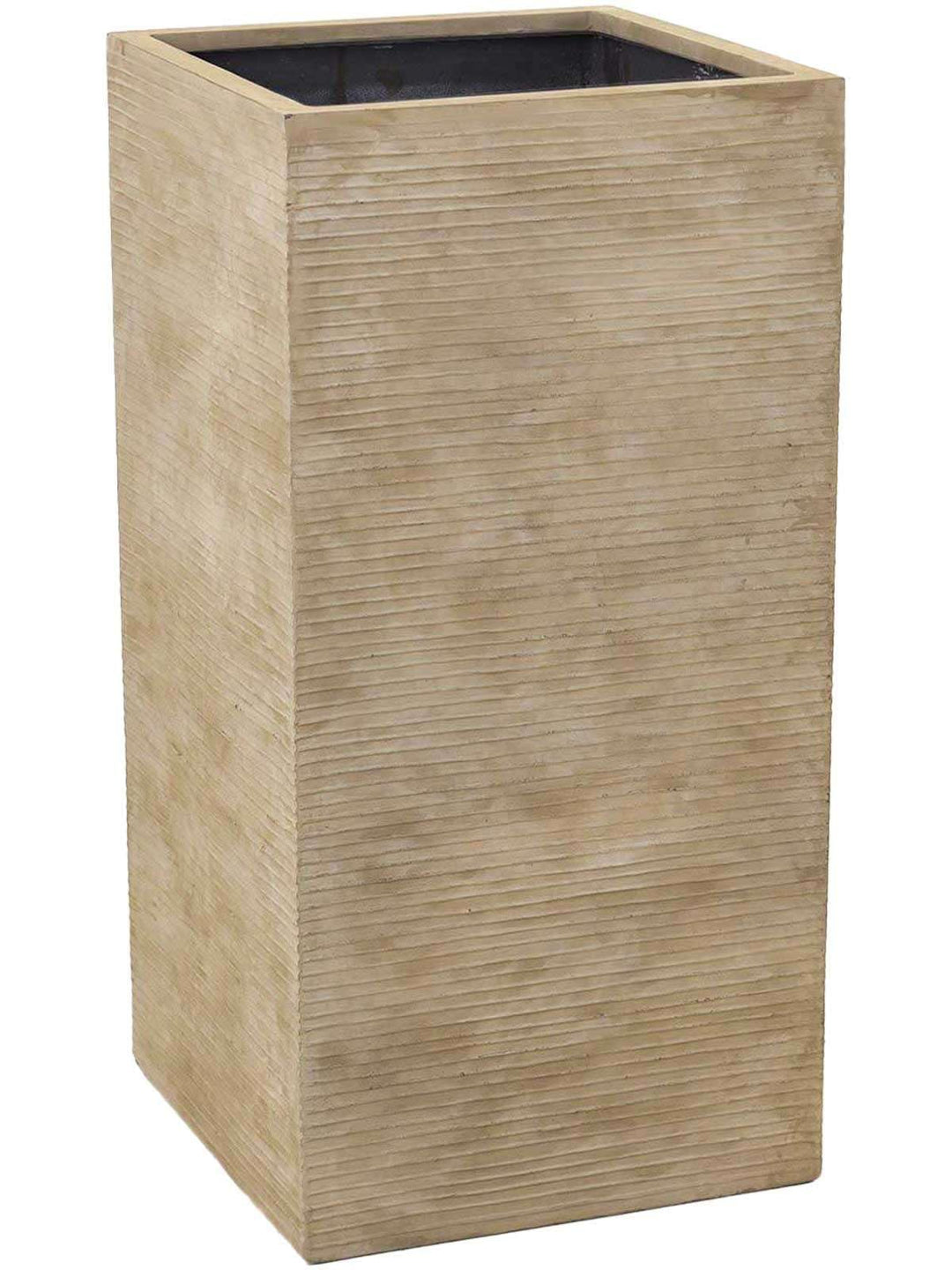 VIVANNO Pflanzkübel Blumenkübel aus Fiberglas Block 80 cm, Beige gestreift, 80x40x40 cm Beige Gestre