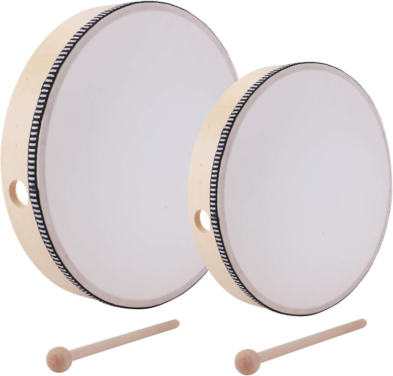 Lawei 2 Stück Handtrommel mit Schlägel 25,5 cm & 20 cm Percussion Trommel für Kinder Rahmen Trommel