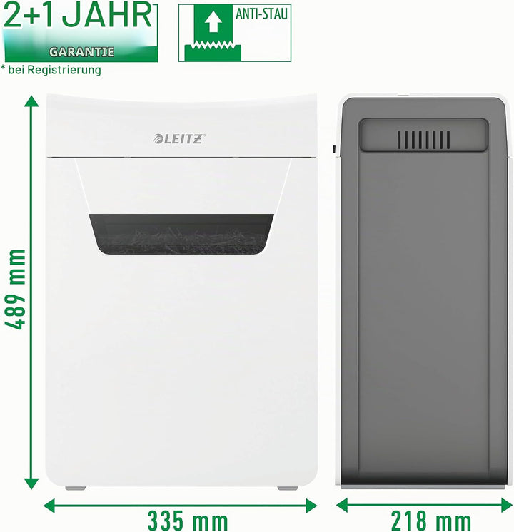 Leitz IQ Premium Aktenvernichter P4 fürs Büro und Zuhause, 11-10 Blatt (70-80 g/m²) 10 Blatt Partike