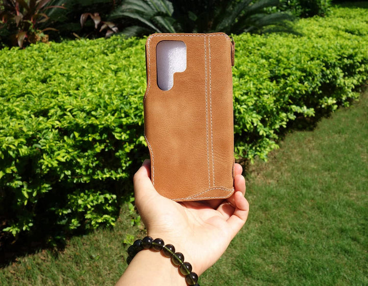 Yogurt Handyhülle für Samsung Galaxy S22 Ultra, Hülle Echtleder Case Ledertasche Lederhülle für Sams