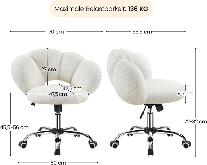 Yaheetech Schreibtischstuhl Bürostuhl Ergonomisch Bürosessel in Wolkenform Drehstuhl bis 136 kg Bela