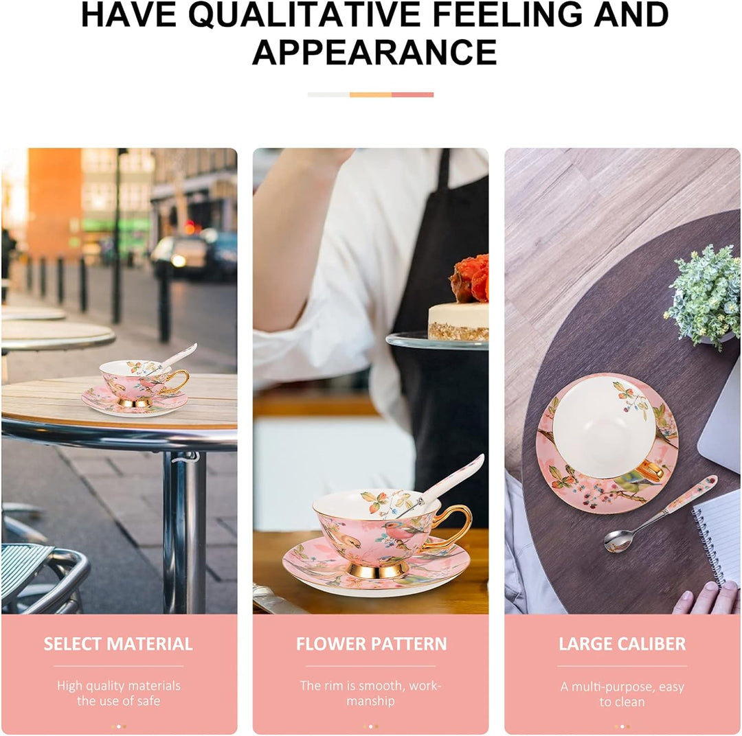 Tassen Untertassen Set Cappuccino Tassen Kaffeetassen Porzellantasse Keramische Teetasse mit Löffel