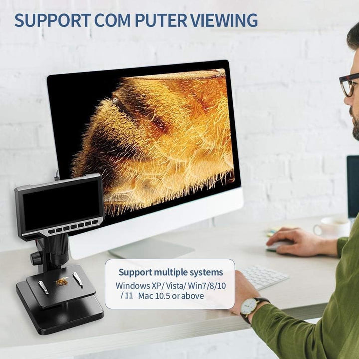 Digitales Mikroskop mit LCD-Display 7 Zoll (17.8 cm) Doppelobjektiv, 500 – 2000 X Kamera mit 12 MP u