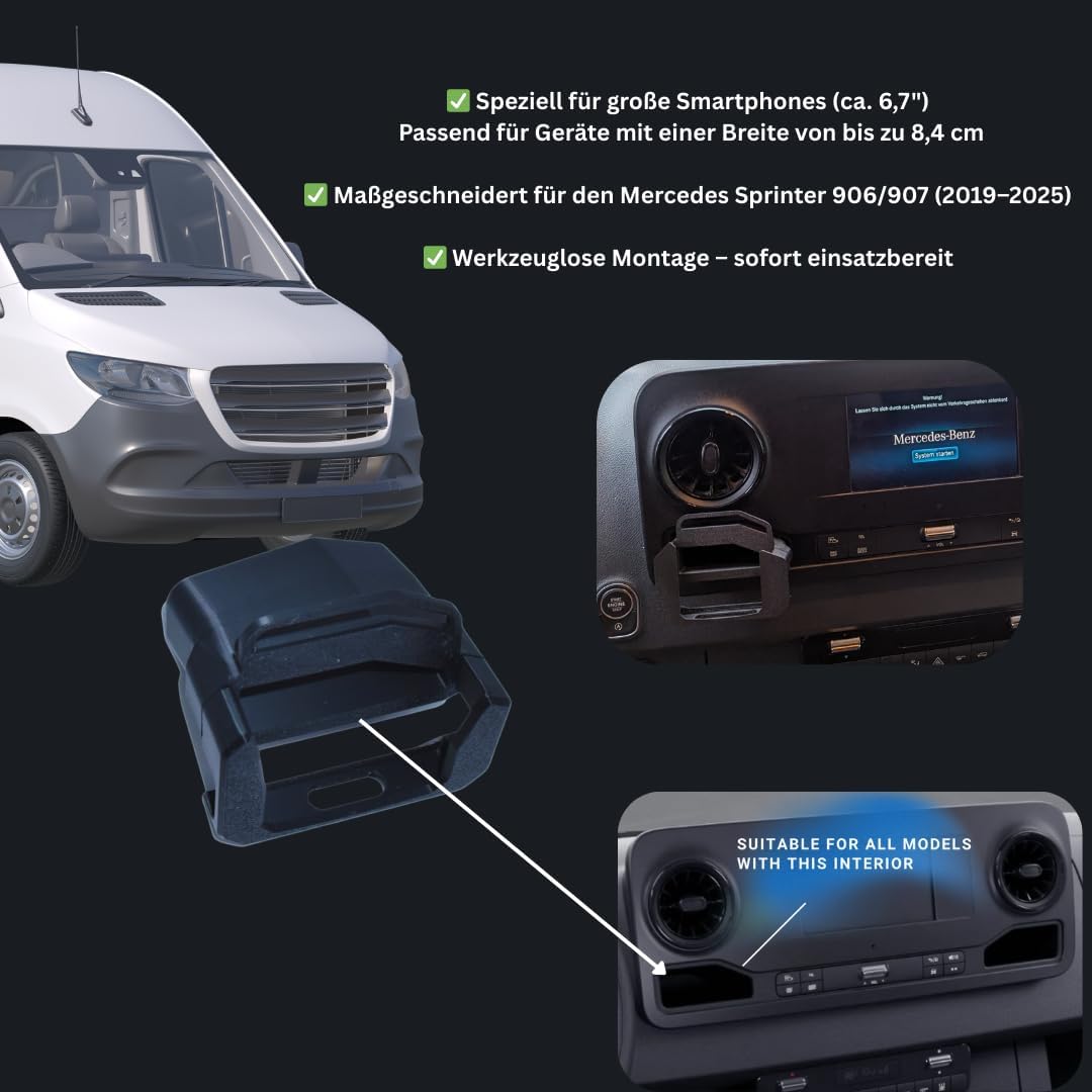 Universal-Handyhalterung für Mercedes Sprinter 906/907 (2019–2024) | ASA-Kunststoff Made in Germany