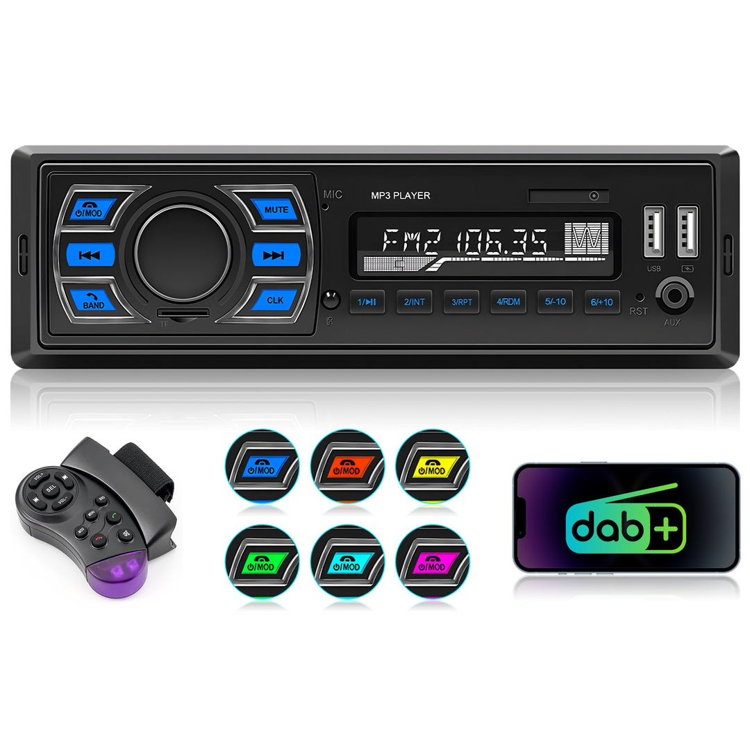 DAB/DAB+ 1Din Autoradio Bluetooth Freisprecheinrichtung, Hikity Auto MP3 Player Unterstützung für da