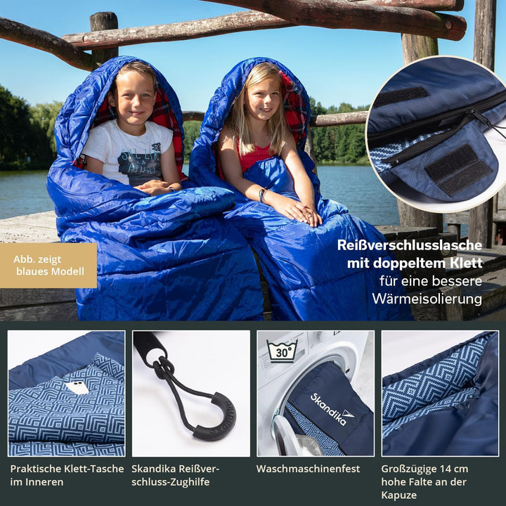 Skandika Dundee Junior Kinderschlafsack | Outdoor Camping Schlafsack für Kinder, Flanell-Innenfutter