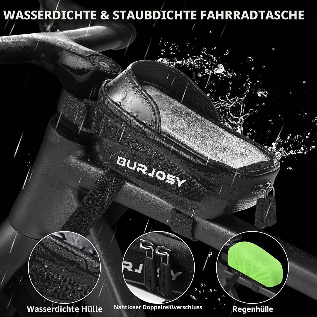 Wasserdicht Handyhalterung Fahrradtasche, Fahrradtasche Rahmen mit TPU-Touchscreen und Sonnenblende,