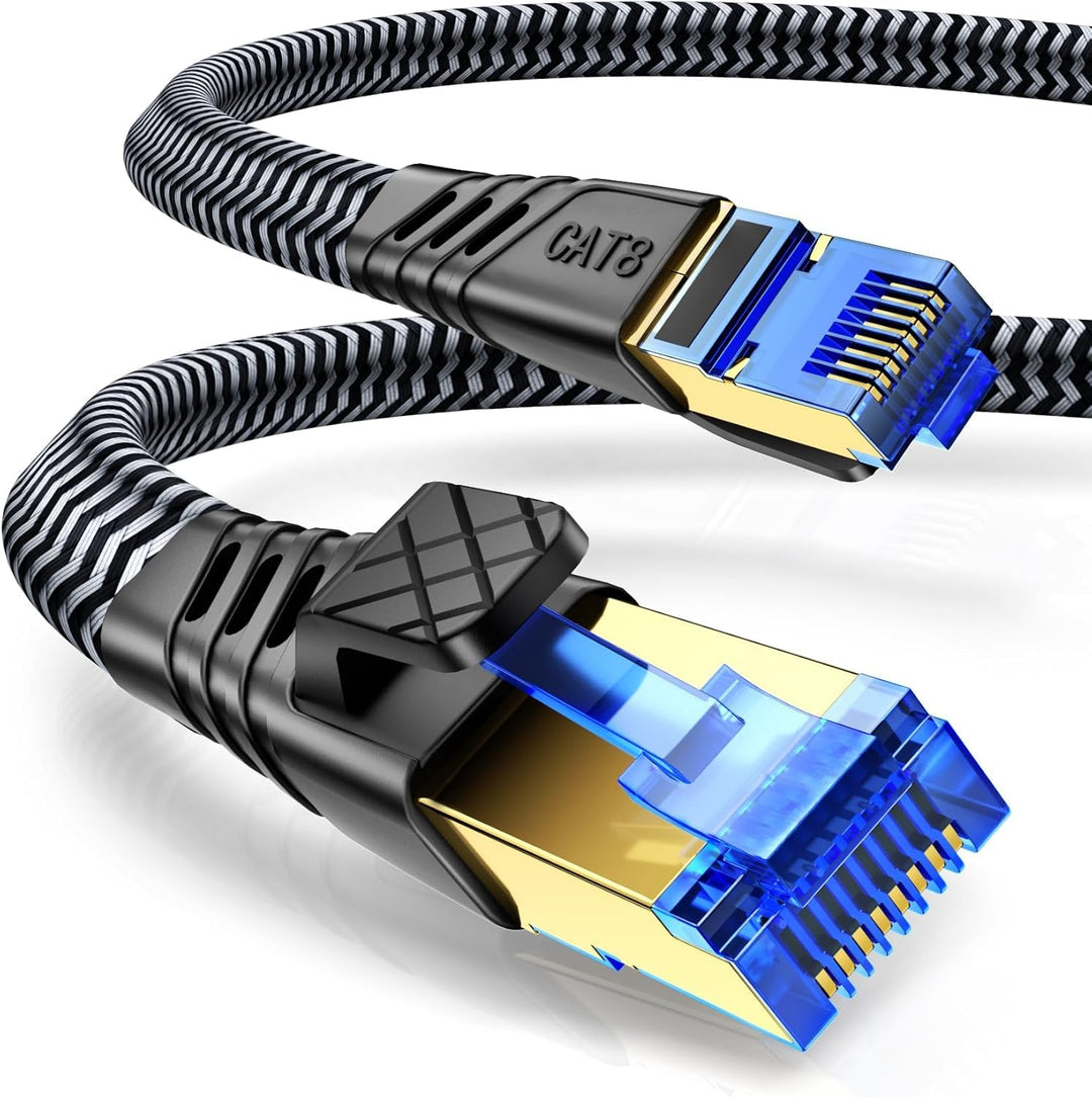 Cat 8 LAN Kabel, 40Gbps Netzwerkkabel 2000MHz Gigabit Hochgeschwindigkeits Internetkabel, Flach S/FT
