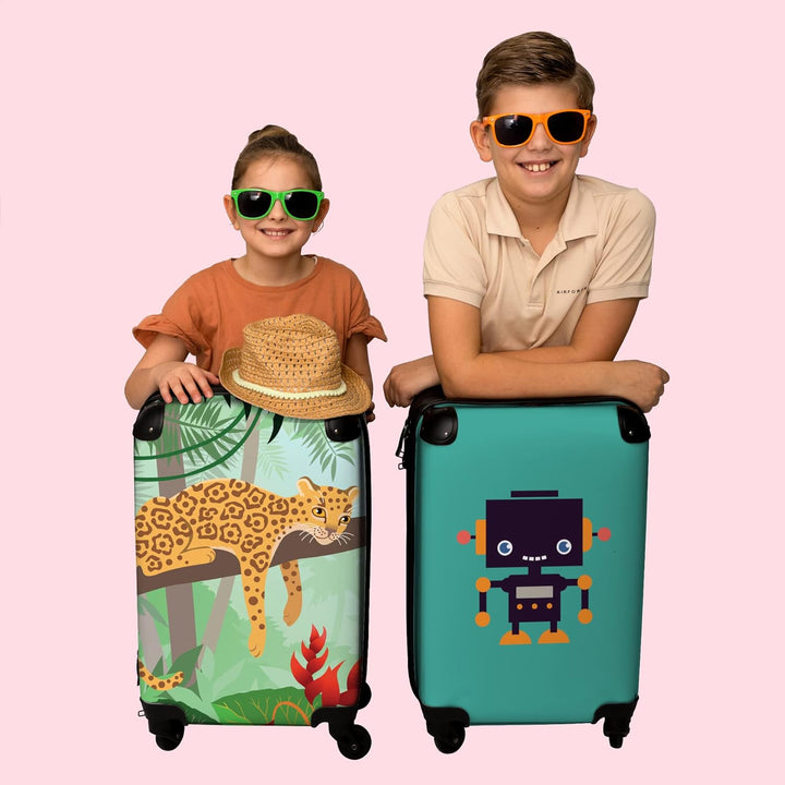 NoBoringSuitcases.com® Koffer Handgepäck Trolley Rollkoffer Kleine Reisekoffer mit 4 Rollen - Dschun
