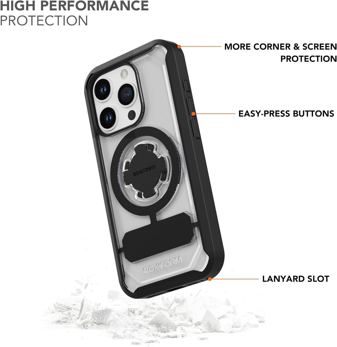 Rokform - iPhone 15 Pro Hülle, Crystal Series, magnetische klare iPhone 15 Pro Hülle mit RokLock Dre