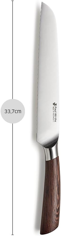 Paul Wirths BLAZE Brotmesser Wellenschliff 20cm Klinge aus MOV Stahl, Profi Kochmesser mit Griff aus