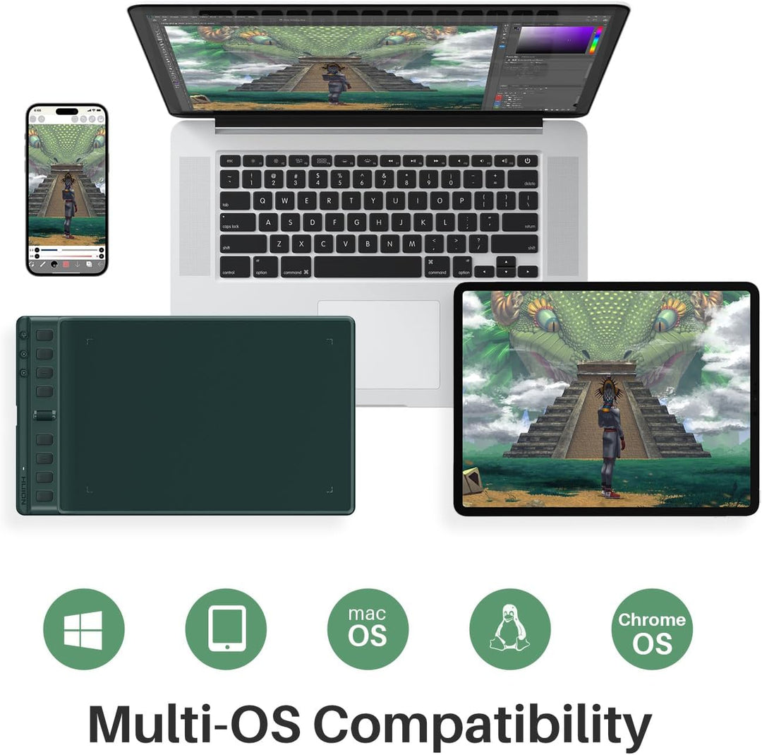 HUION Inspiroy 2 Medium Zeichen-Tablet mit Scrollrad, 8 individuellen Tasten, batteriebetriebenem Ei