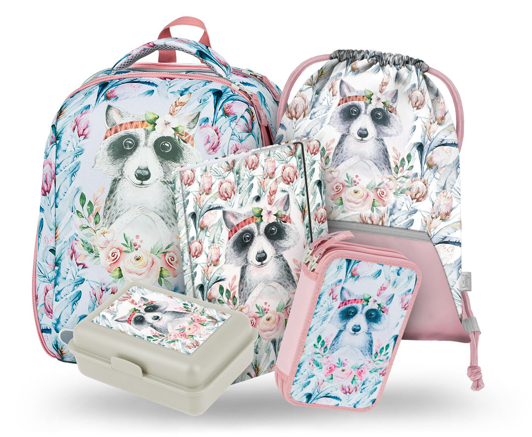 Baagl Schulranzen Mädchen Set 5 Teilig, Shelly Hartschalen Schultasche ab 1. Klasse, Ergonomische Gr