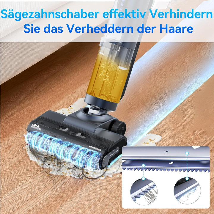 JONR ED12 Pro Nass Trockensauger Akku, Kabelloser Saugwischer, Dreikantenreinigung, Heisswasser-Selb