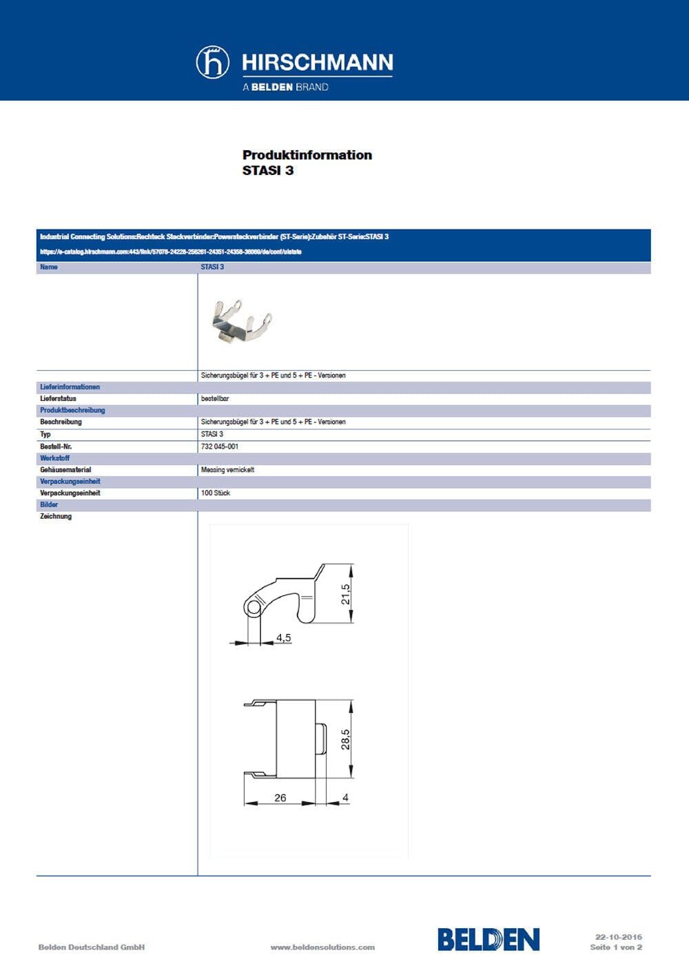 Hirschmann-Kupplung Stecker-Set für Jalousien, Markisen, Rollläden. 230 V. STAS 3 + STAK 3 + Stasi 3