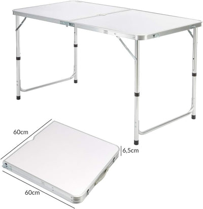 CASARIA® Klapptisch Wetterfest Höhenverstellbar Campingtisch mit Stühlen Gartentisch Falttisch 120x6