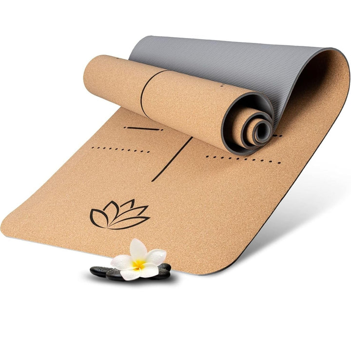 Wellax Yogamatte Kork - 100% natürliche Yogamatte rutschfest [183x66x0,6 cm] - Besonders dick &amp; scha