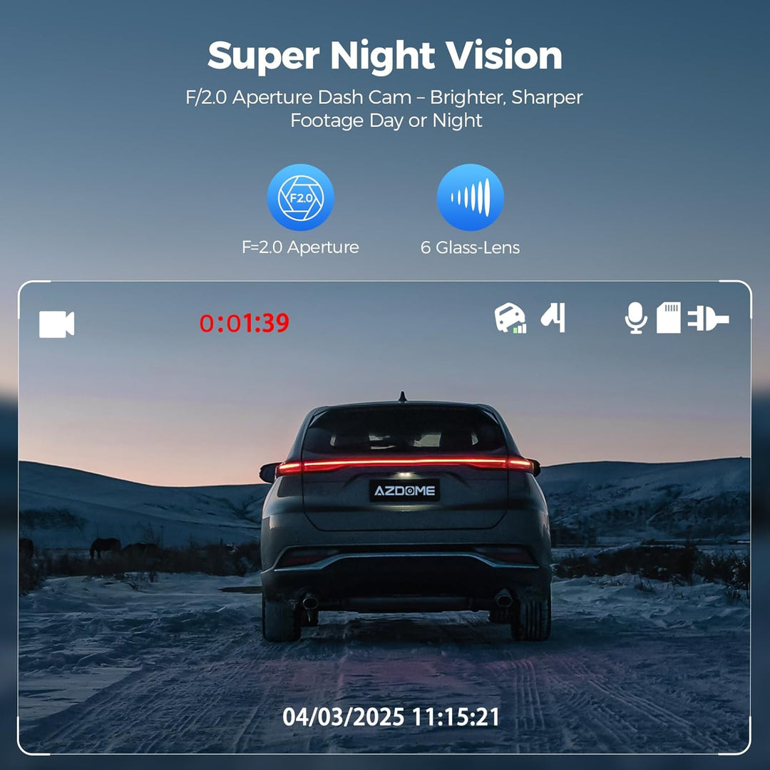 AZDOME Dashcam 1080P FHD Autokamera mit 3 Zoll Bildschirm, 150° Weitwinkelobjektiv, Loop-Aufnahme, G