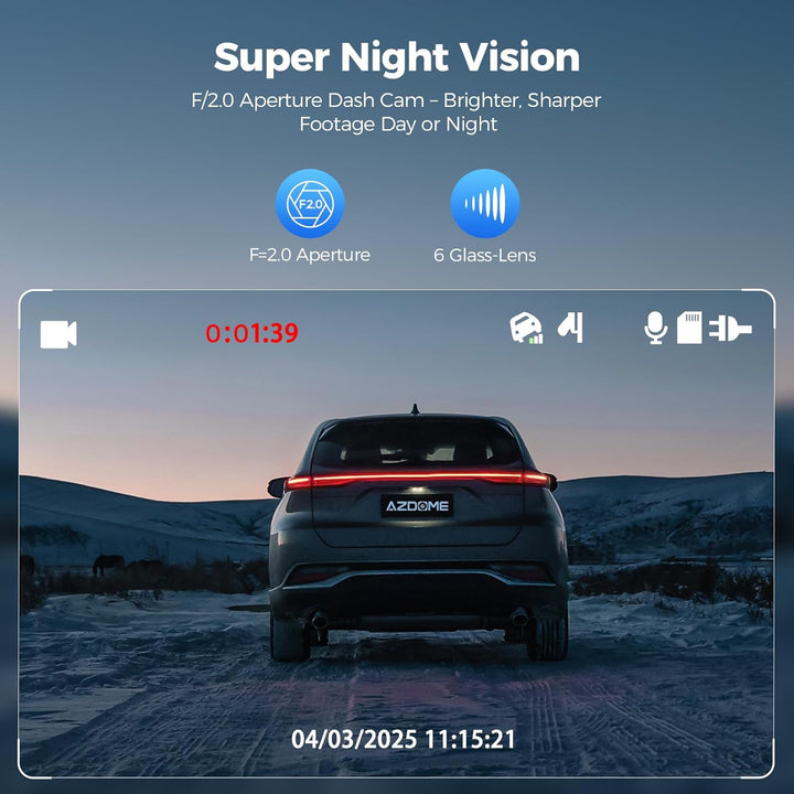 AZDOME Dashcam 1080P FHD Autokamera mit 3 Zoll Bildschirm, 150° Weitwinkelobjektiv, Loop-Aufnahme, G
