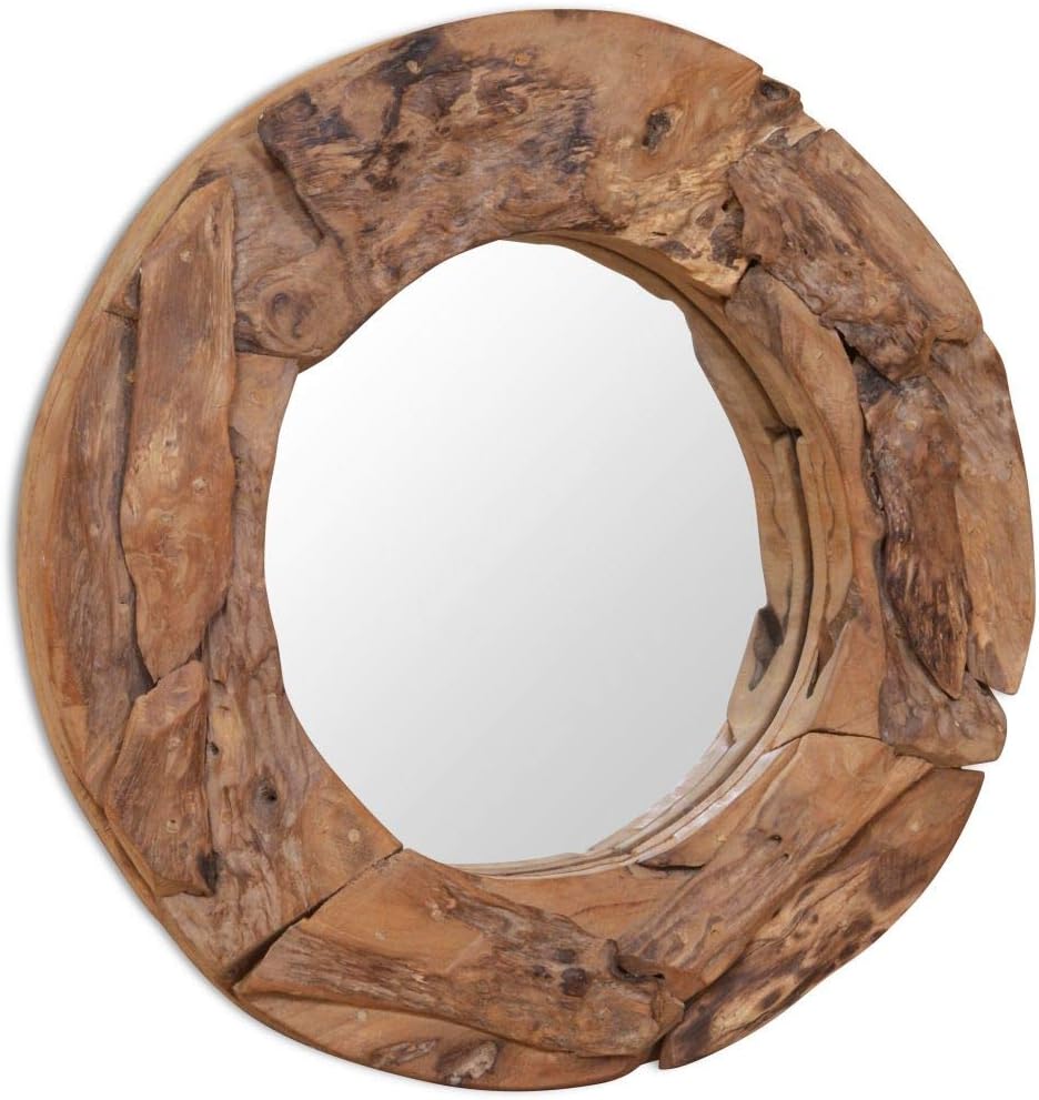 Wandspiegel Teak Spiegel Holzrahmen Wanddekoration Badspiegel mit Massivholz-Rahmen aus Teakholz Nat