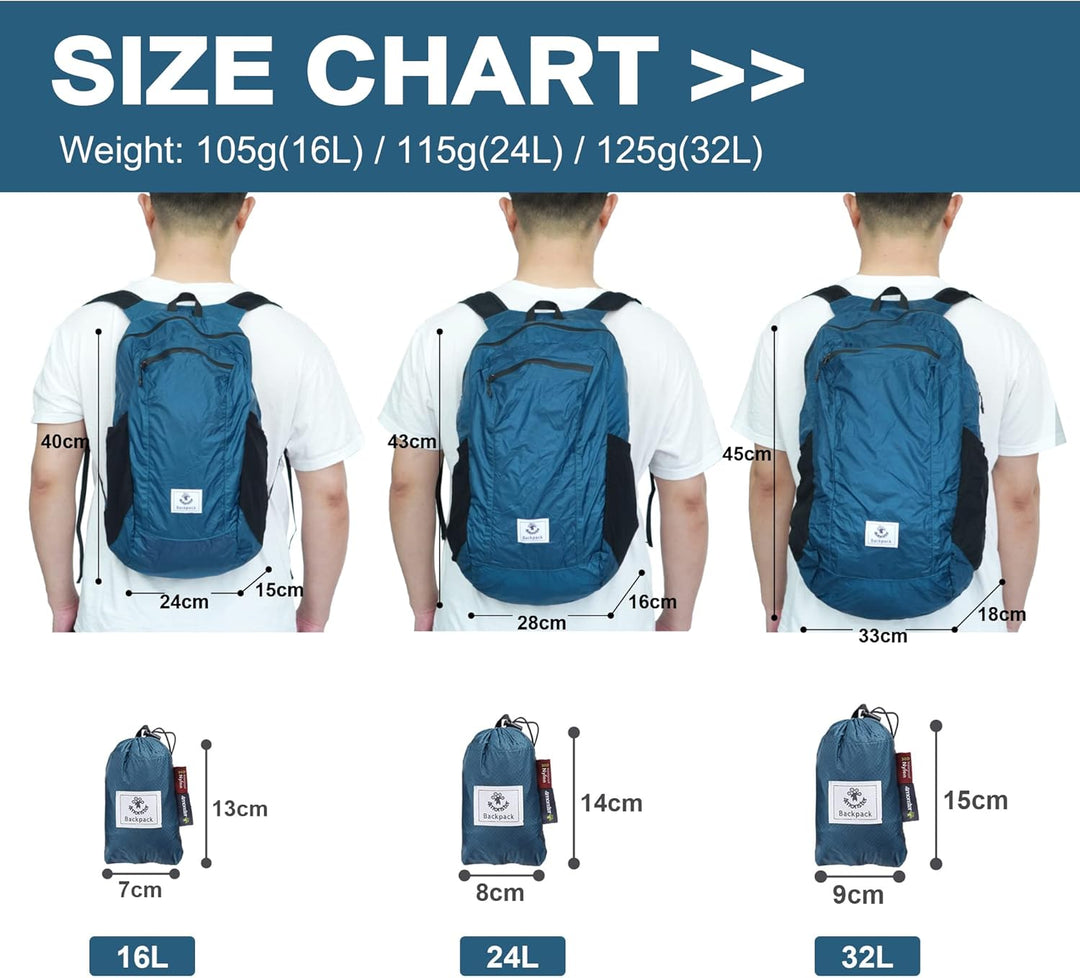 4Monster Faltbarer Rucksack Ultra Leicht, Unisex Tagesrucksack Outdoor, Wasserdichter Wanderrucksack