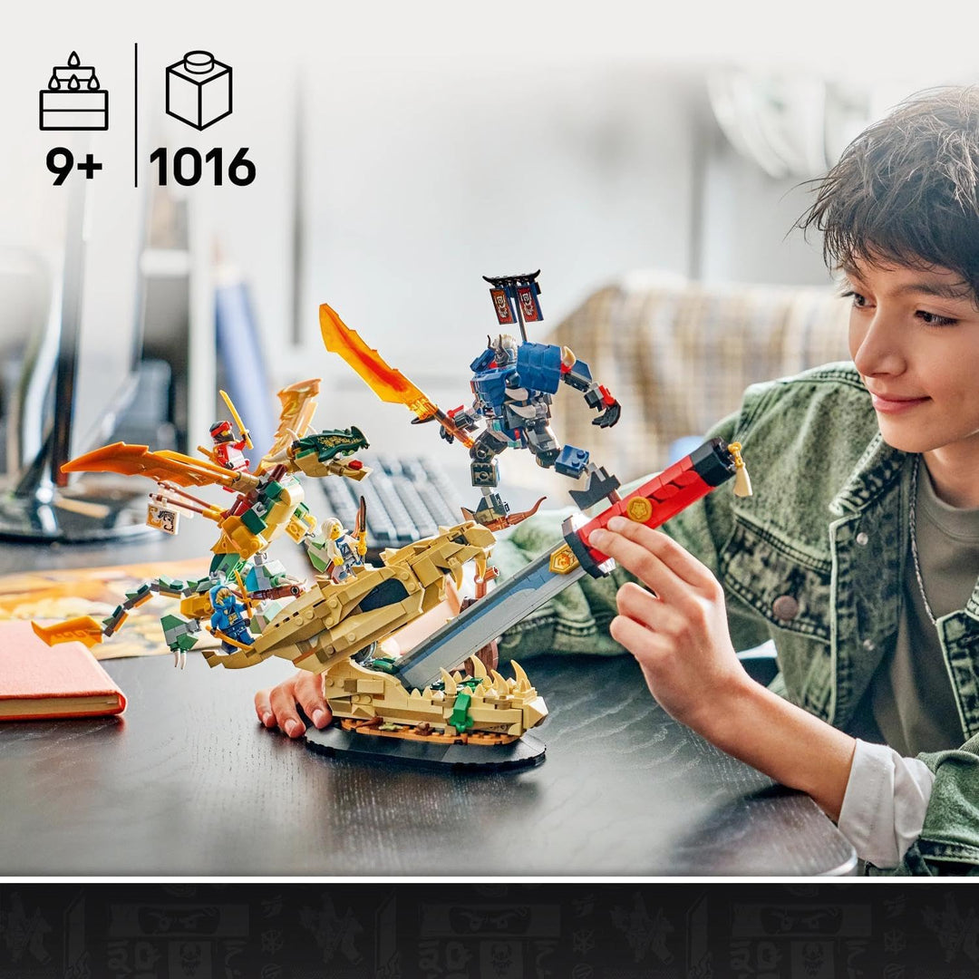 LEGO NINJAGO Showdown auf der Drachenklinge - Ninja Spielzeug mit Drache, Mech Actionfigur & 4 Minif