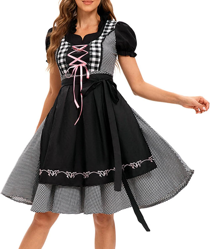 Generisch Dirndl Damen, Dirndl für Damen, Landhauskleider Rosa Dirndlkleid Trachtenkleid Midi Tracht