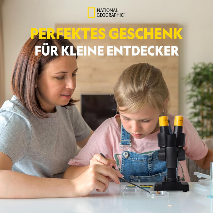 National Geographic Stereo 3D Mikroskop mit 20x Vergrösserung und Auflichtbeleuchtung für Kinder und