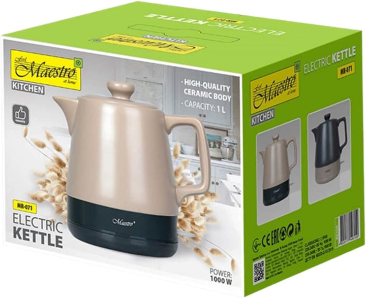 Maestro MR-071 Elektrischer Keramik-Wasserkocher, 1 l, Beige, 1000 W