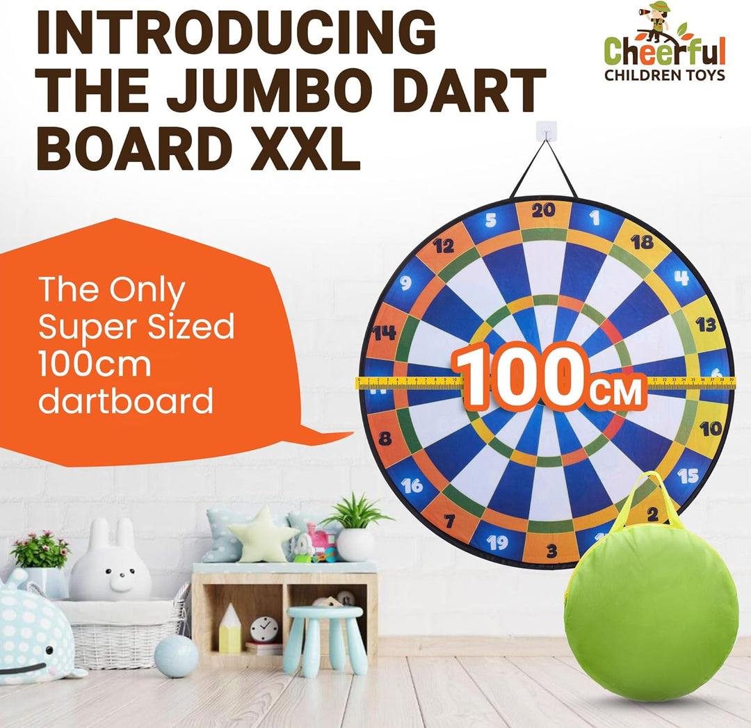 Cheerful Children Toys Jumbo Kids Dartscheibe XL oder XXL, grosse Klett-Dartscheibe mit wendbaren De