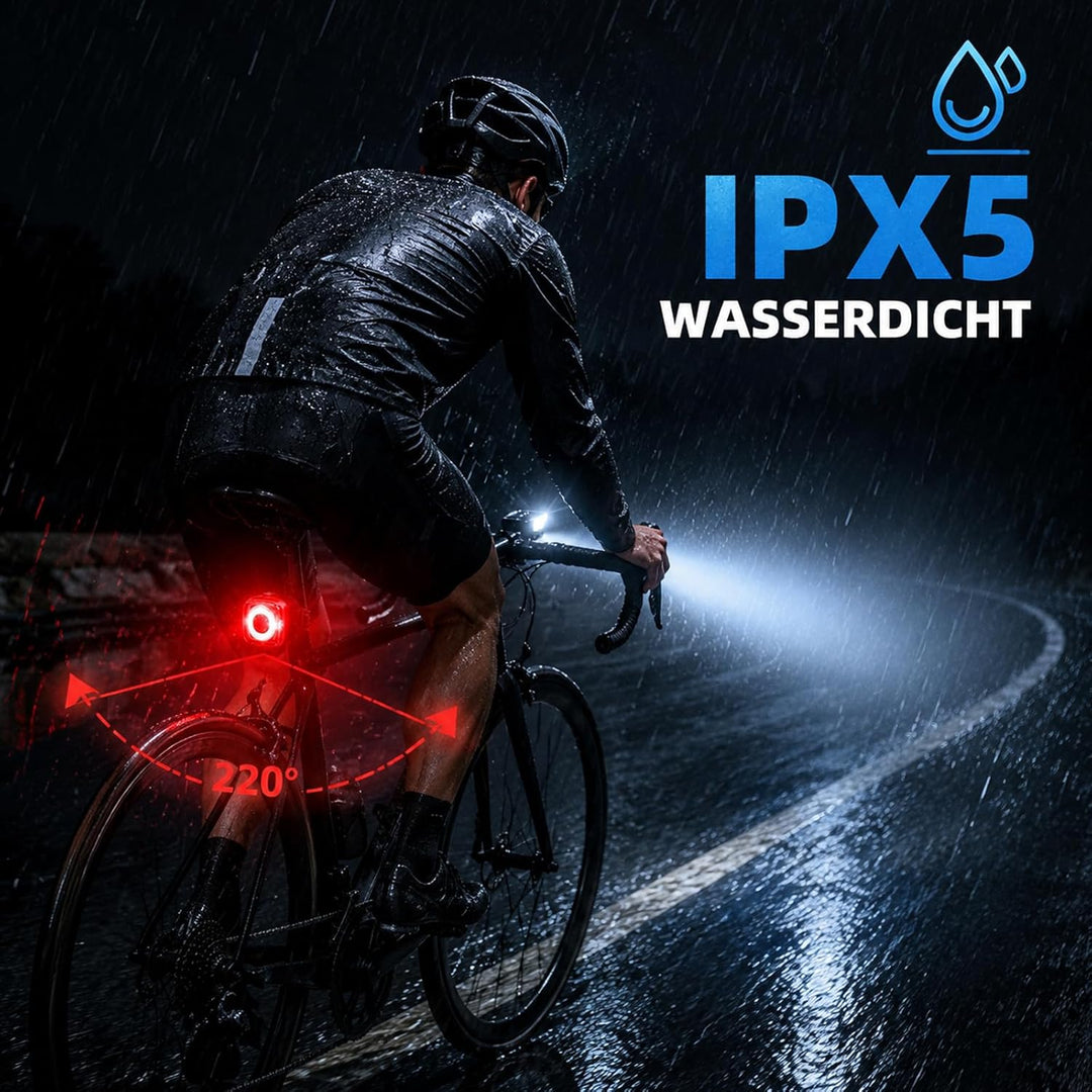 LED Fahrradlicht Set StVZO 100 Lux, USB C Wiederaufladbar Fahrradlampe Vorne und Rücklicht, 2000mAh