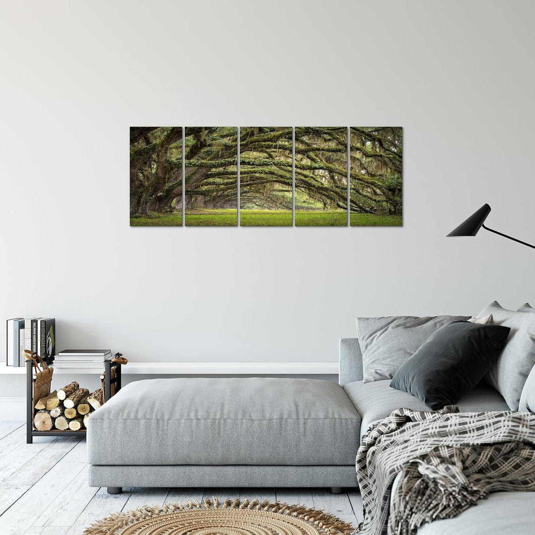 Runa Art Bild Wald Landschaft Wandbilder auf Vlies Leinwand 5 Teilig Wanddekoration Schlafzimmer Woh