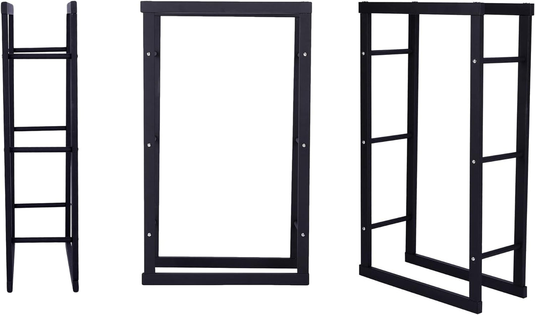 Zelsius Kaminholzregal | 40 x 25 x 100 cm - schwarz | Brennholzlager Metall, Kaminholzständer, Regal