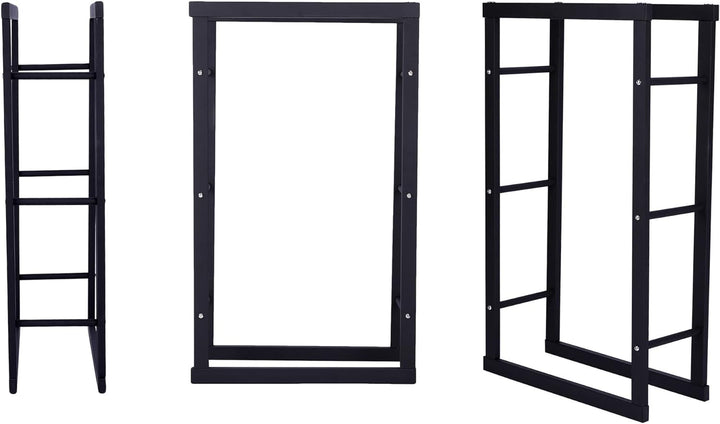 Zelsius Kaminholzregal | 40 x 25 x 100 cm - schwarz | Brennholzlager Metall, Kaminholzständer, Regal