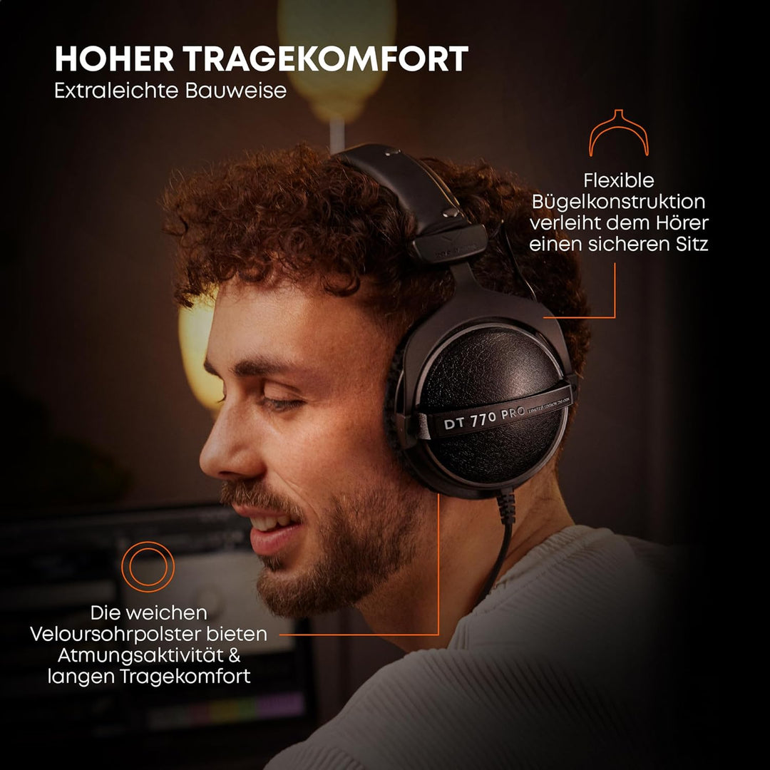 beyerdynamic DT 770 PRO 80 Ohm Black Limited Edition Geschlossene Bauweise, kabelgebunden für profes