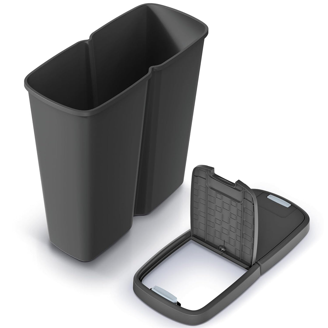 Monzana® Mülleimer Küche 50L 2 Fächer mit Deckel Druckknopf Abfalleimer Büro Papierkorb Biomüll Gelb
