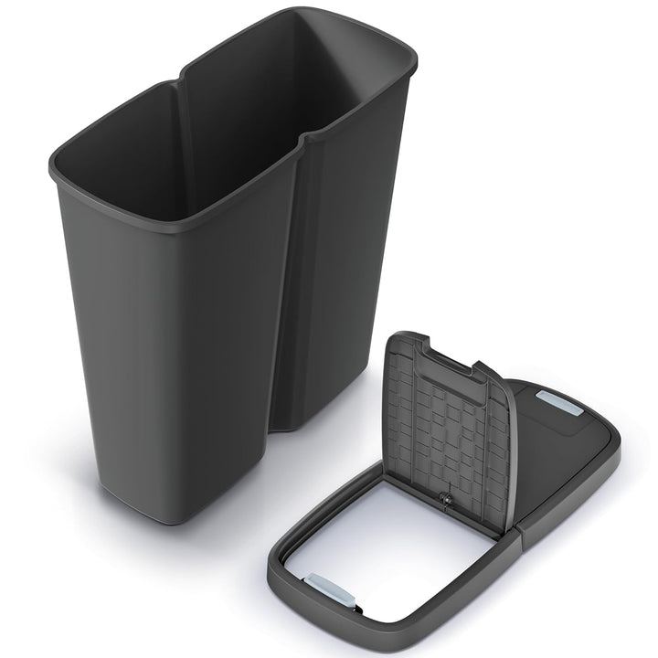 Monzana® Mülleimer Küche 50L 2 Fächer mit Deckel Druckknopf Abfalleimer Büro Papierkorb Biomüll Gelb