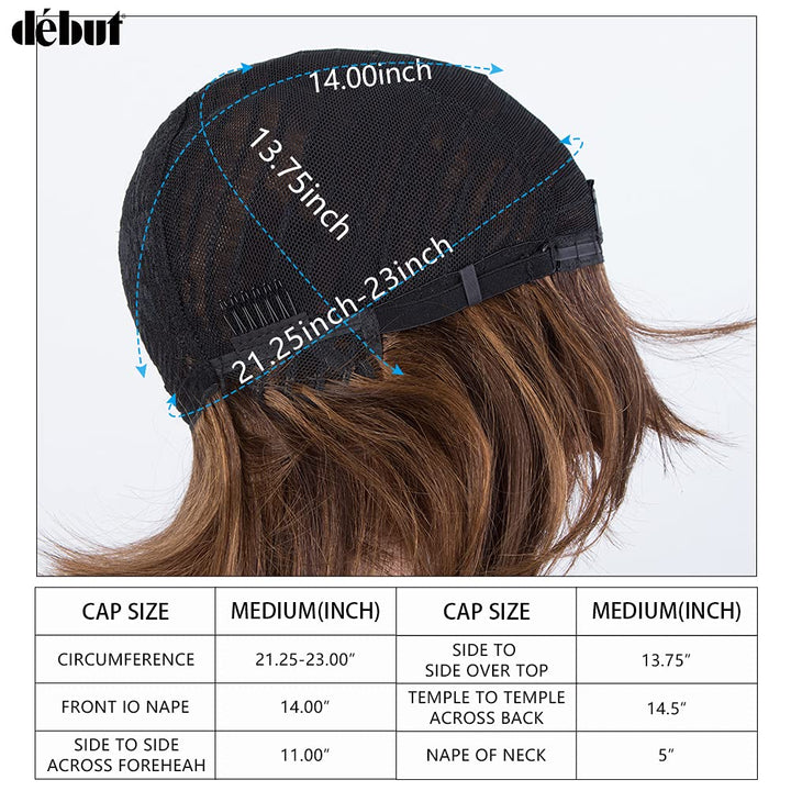 DÉBUT Echthaar Perücke mit Pony kurz Perücke Bob Pixie 10A brasilianisches Virgin Remy Hair 25 cm 10