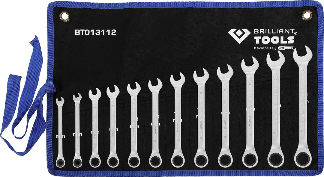 BRILLIANT TOOLS BT013112 Ratschenringschlüssel-Satz, 12-tlg, 8 - 19 mm [Powered by KS TOOLS] 8 - 19